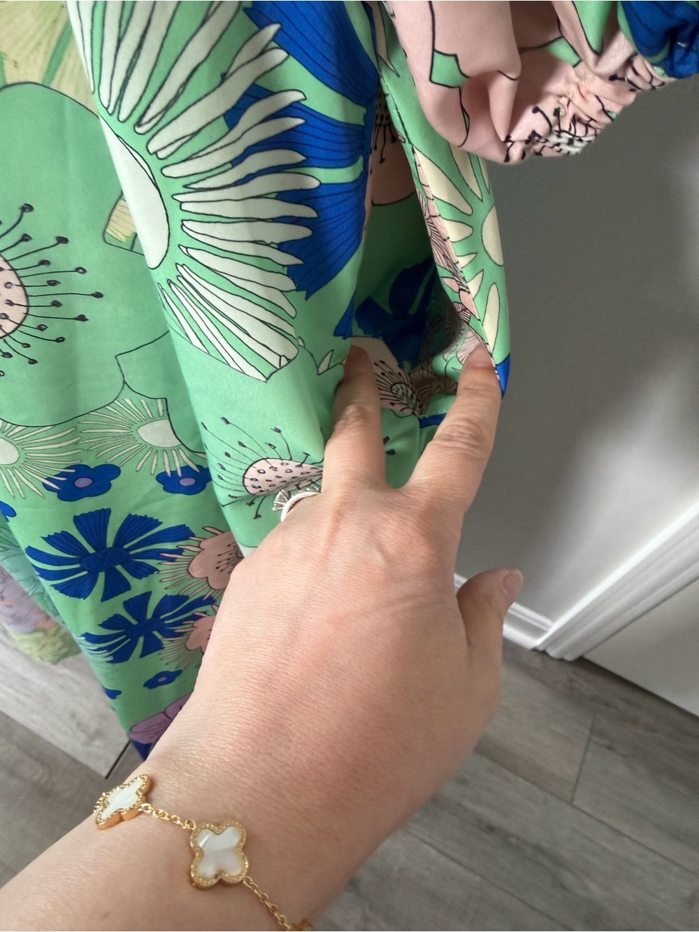 Anthropologie Oopscool Off-Shoulder Floral Midi Dress in Mint and Blue size S - Picture 10 of 10